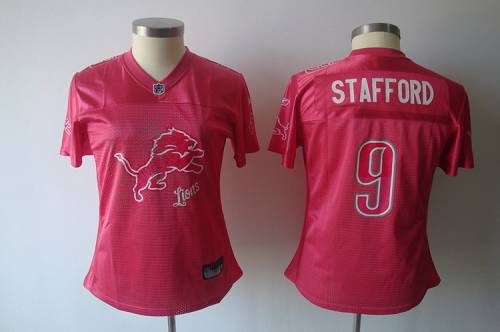 Lions #9 Matthew Stafford Pink 2011 Women's Fem Fan NFL Jersey